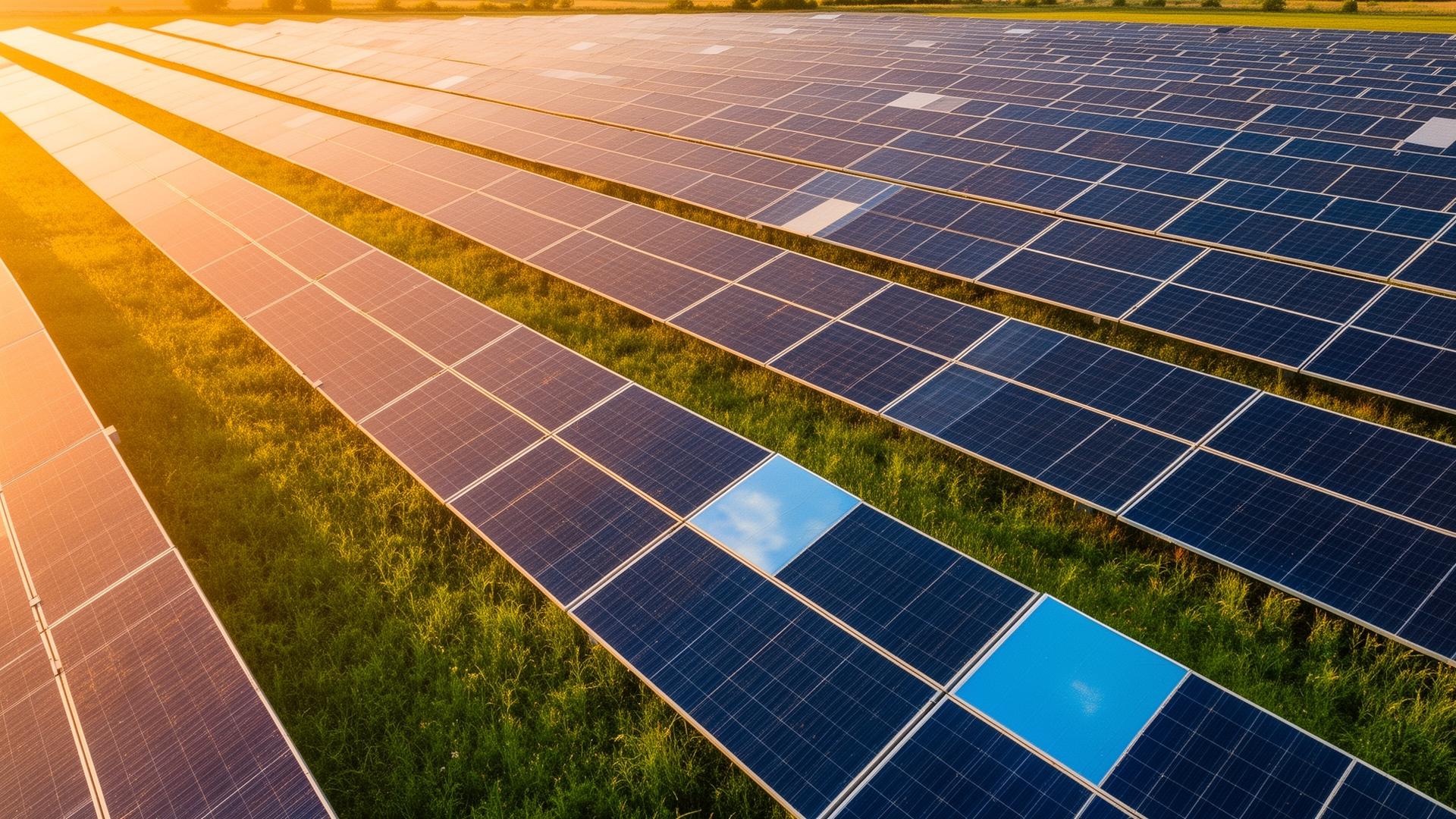 Zonnepanelen in de avondzon
